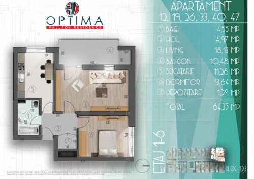 2 camere decomandat cu spatii 
