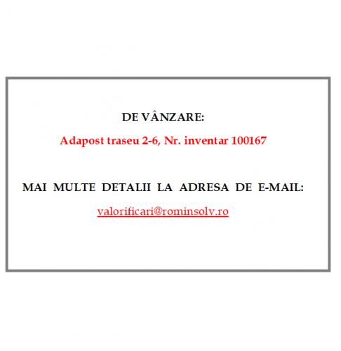 Adapost traseu 2-6, Nr. invent