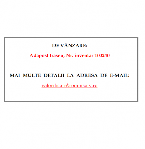Adapost traseu, Nr. inventar 1