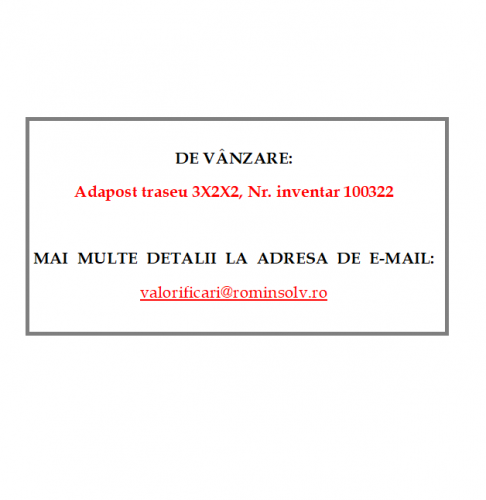 Adapost traseu 3X2X2,Inv. 1003