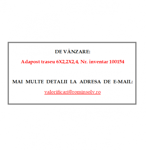 Adapost traseu 6X2,2X2,4,Inv.1