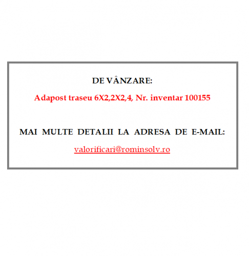 Adapost traseu 6X2,2X2,4,Inv. 