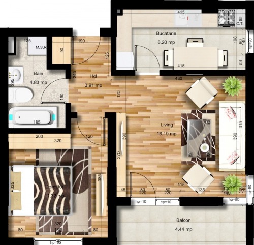 Apartament 2 camere  49 mpu  R