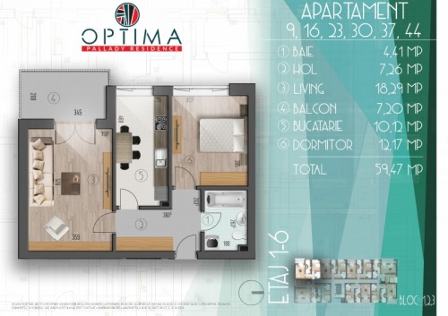 Apartament 2 camere decomandat