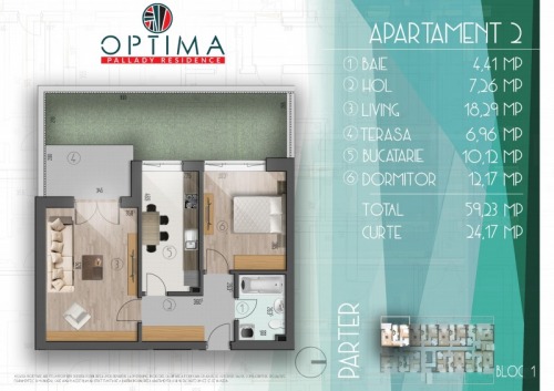 Apartament 2 camere decomandat