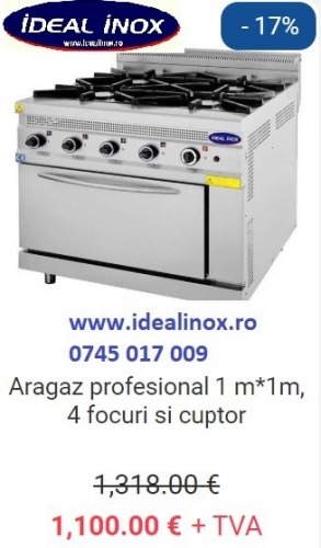 Aragaz profesional 1 m*1m  4 f