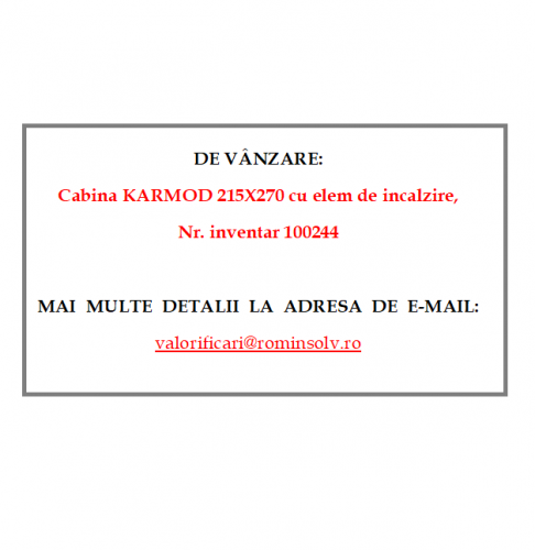 Cabina KARMOD 215X270,Inv.1002