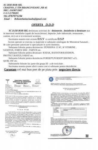 DEZINSECTIE  DEZINFECTIE si DE