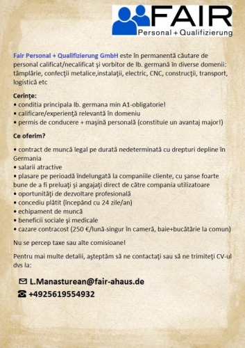 GERMANIA Personal calificat ne