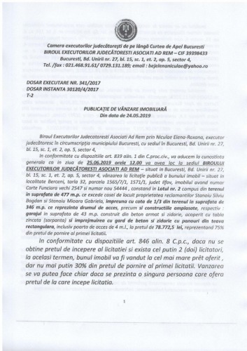 Vand urgent teren  comuna Berc